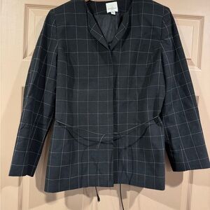 Anne Klein Black Grid Pattern Blazer